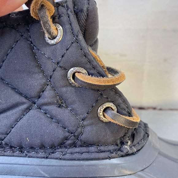 Sperry Top Sider Girls Size 9M Saltwater Leather Zip Duck Boots Quilted Black - Picture 9 of 9